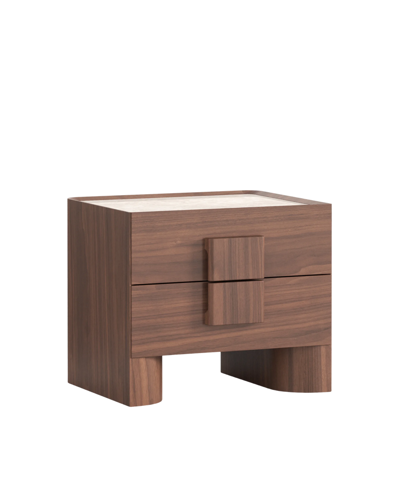 Nora Bedside Table - Walnut / Sahara Marble