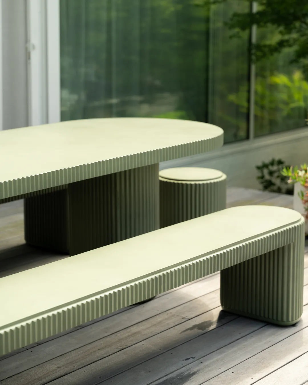 Nova Outdoor Dining Bench 210cm - Green Concrete