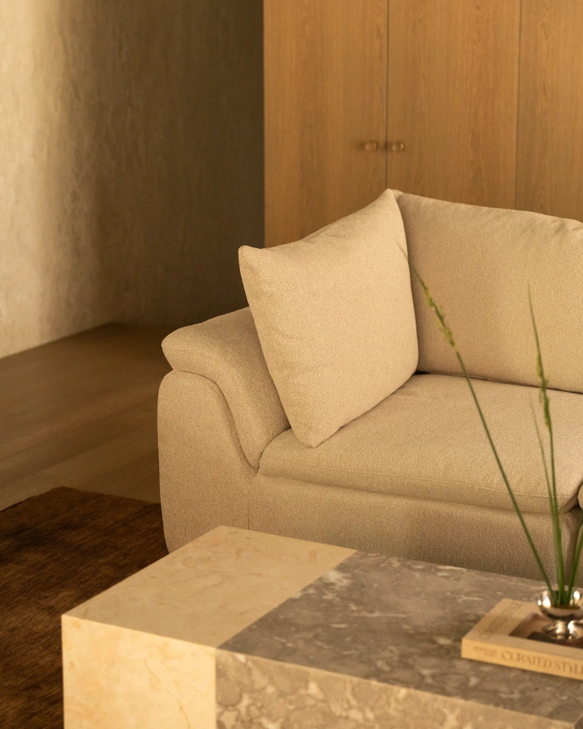 Melt Closed Chaise Sofa - Tate Biscotti