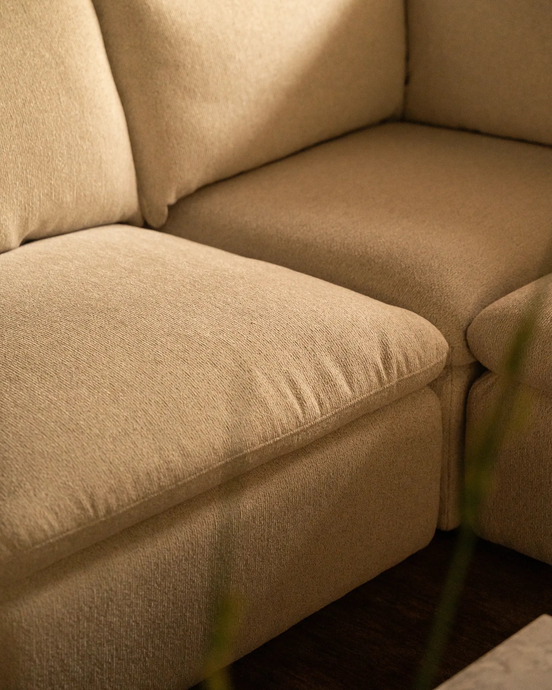 Melt Closed Chaise Sofa - Tate Biscotti