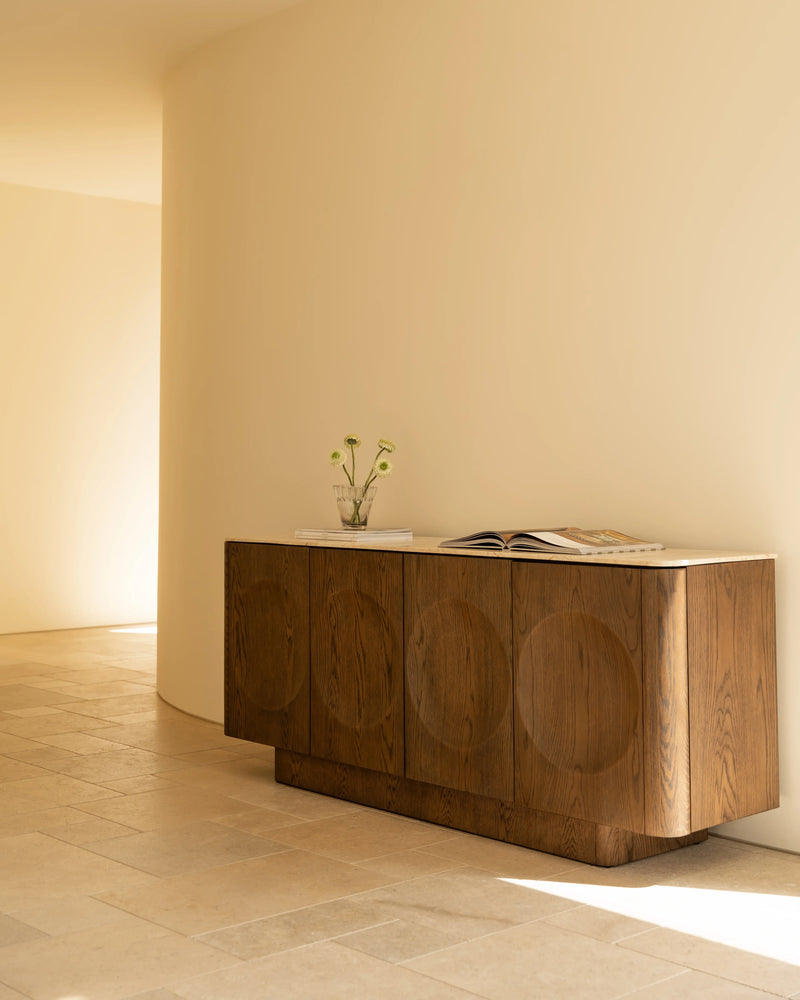 Orbit Sideboard 180cm - Earthen Oak / Desert Rose Marble