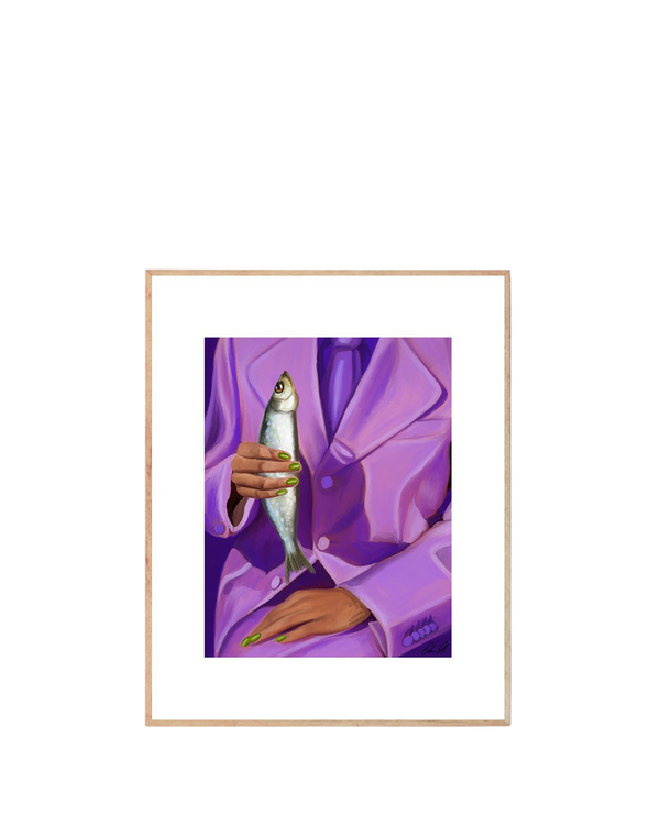 Eva And Her Fish Friend Print 30Cm x 40Cm