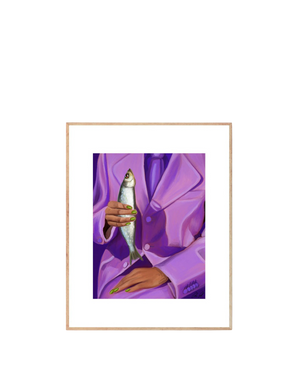 Eva And Her Fish Friend Print 40Cm x 50Cm