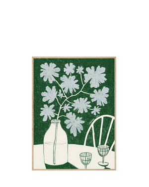 Blue Flowers & Red Wine Print 30Cm x 40Cm