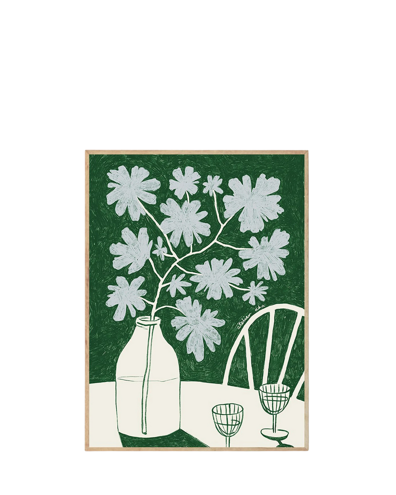 Blue Flowers & Red Wine Print 30Cm x 40Cm