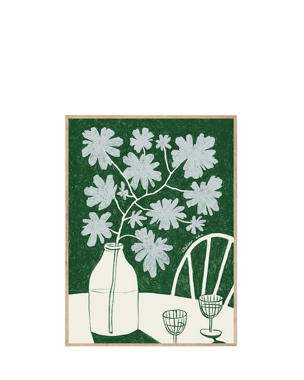 Blue Flowers & Red Wine Print 70Cm x 100Cm