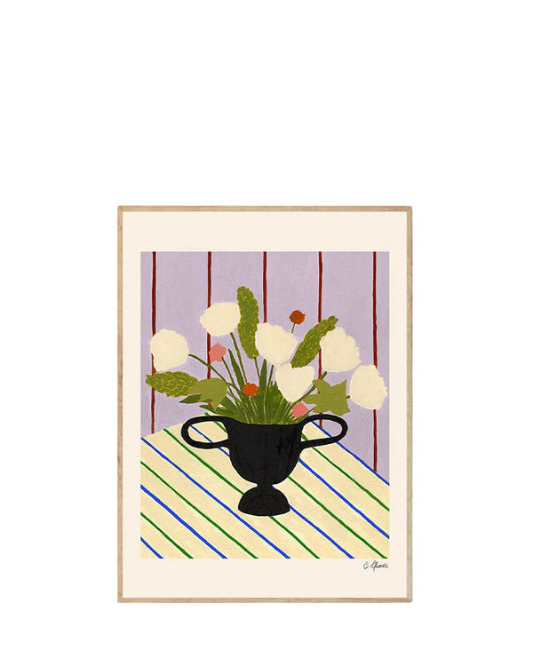 Flowers on Striped Cloth Print 30Cm x 40Cm
