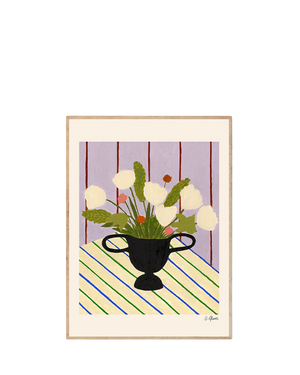 Flowers on Striped Cloth Print 50Cm x 70Cm