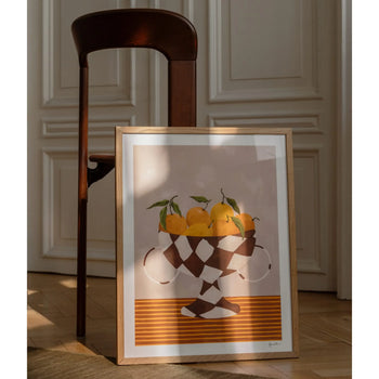 Lemons & Oranges in Checkered Vase Print 50cm x 70cm