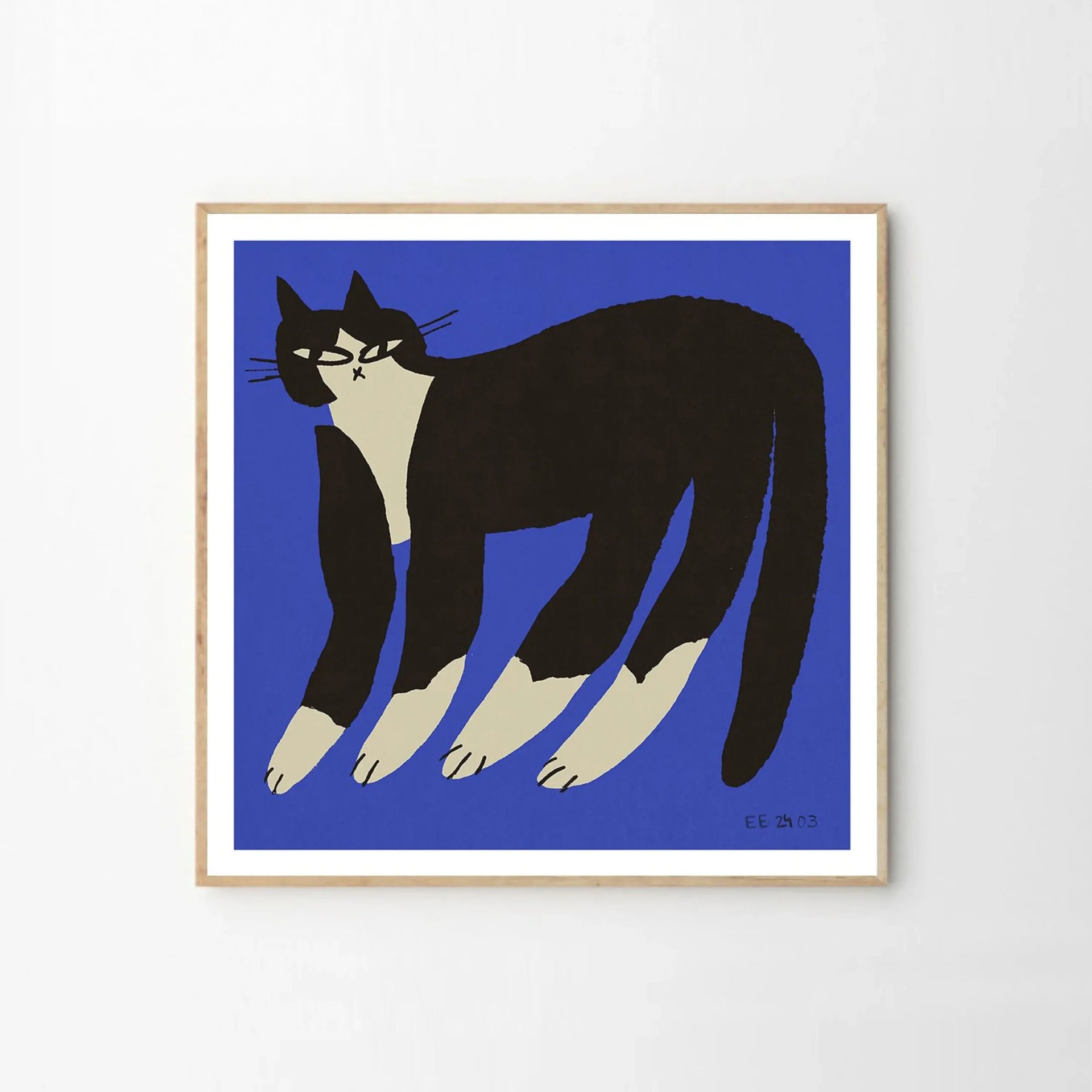 Cat in Blue Print 50cm x 50cm