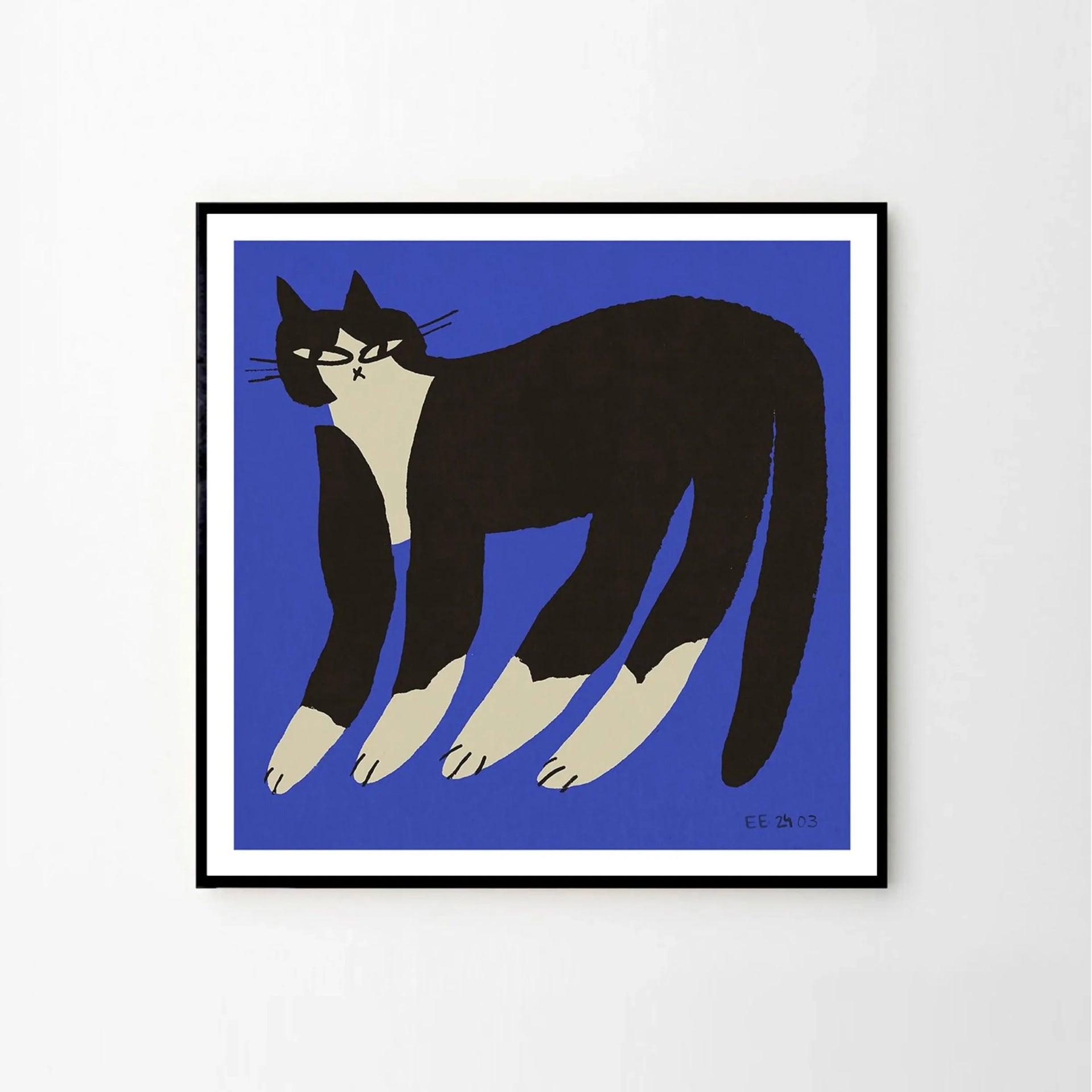 Cat in Blue Print 70cm x 70cm