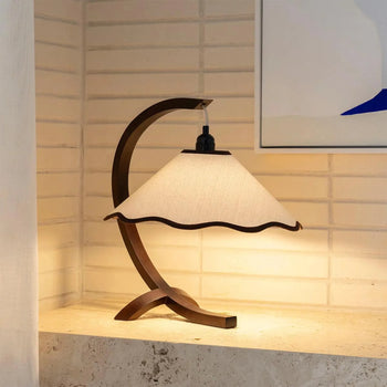 Kira Table Lamp - Walnut / Cream