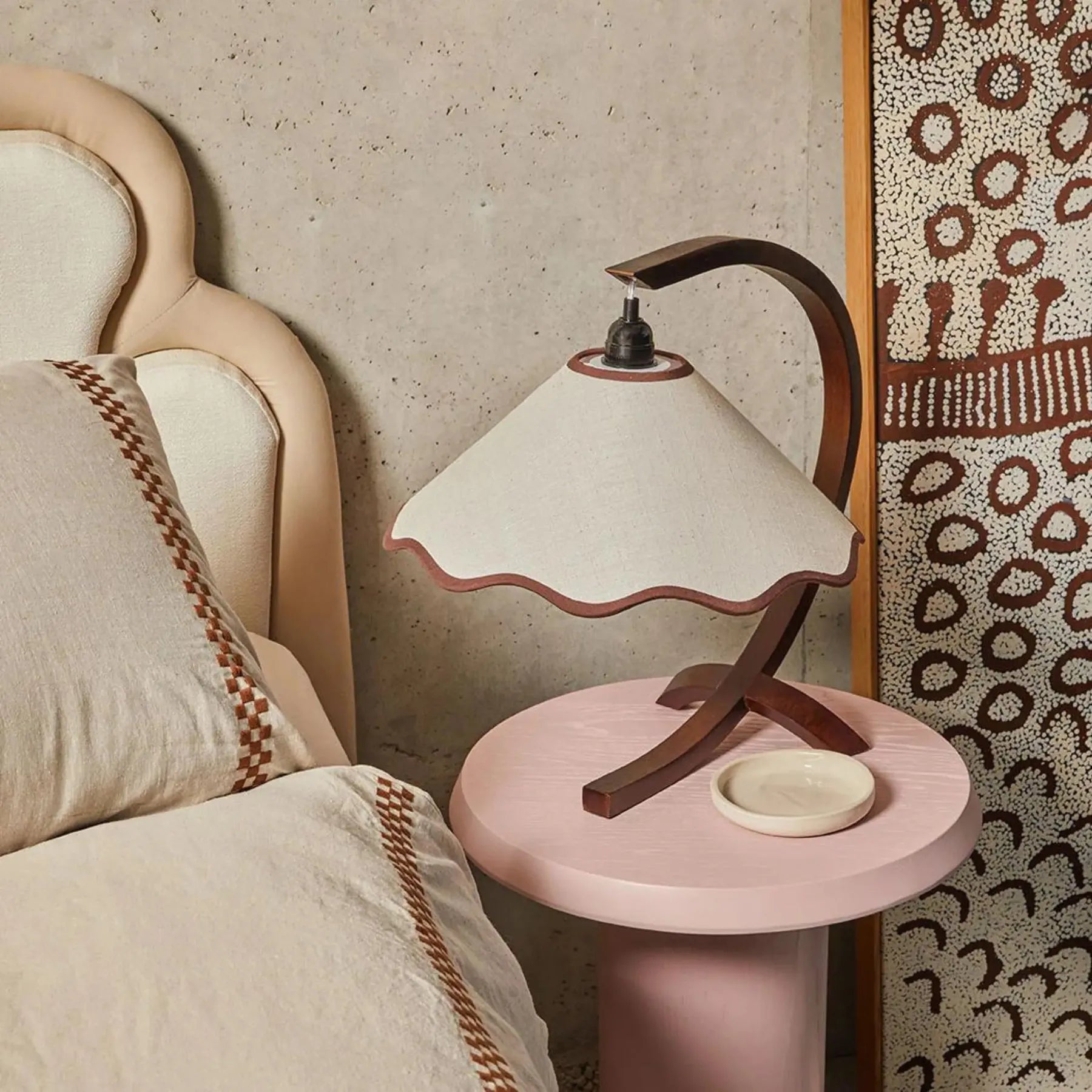 Kira Table Lamp - Walnut / Cream