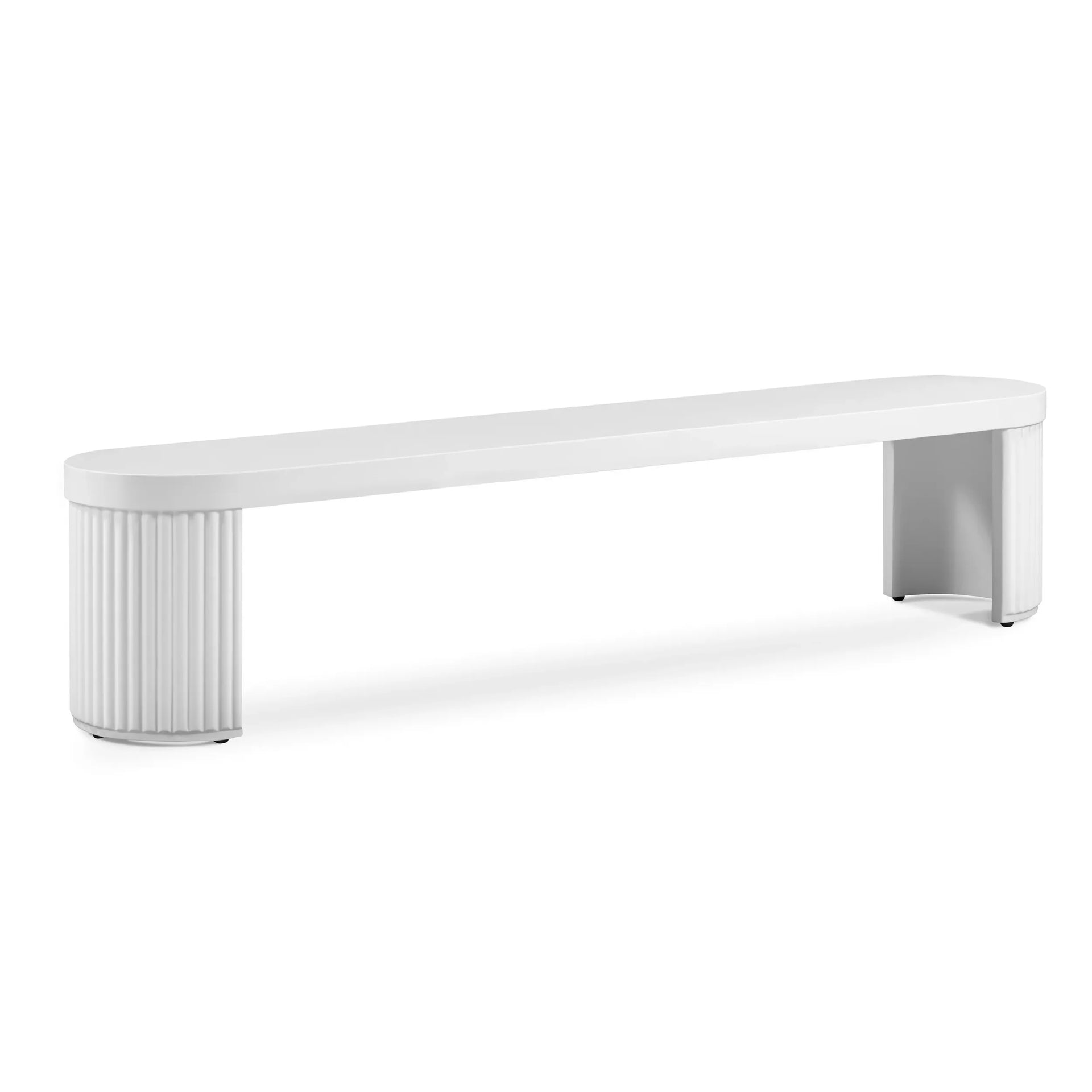 Furrow Outdoor Dining Bench 220cm - White Concrete