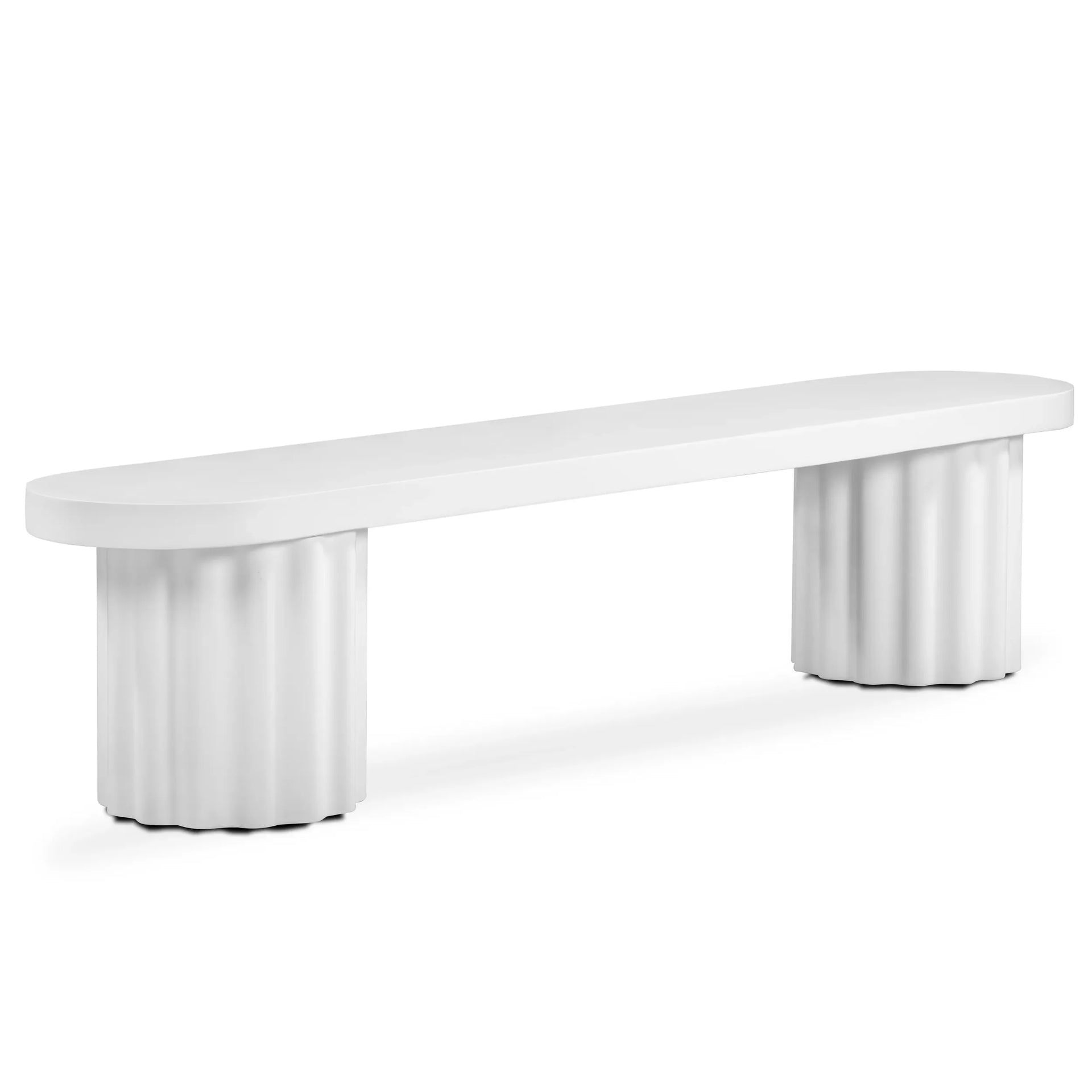 Flock Outdoor Dining Bench 210cm - White Concrete