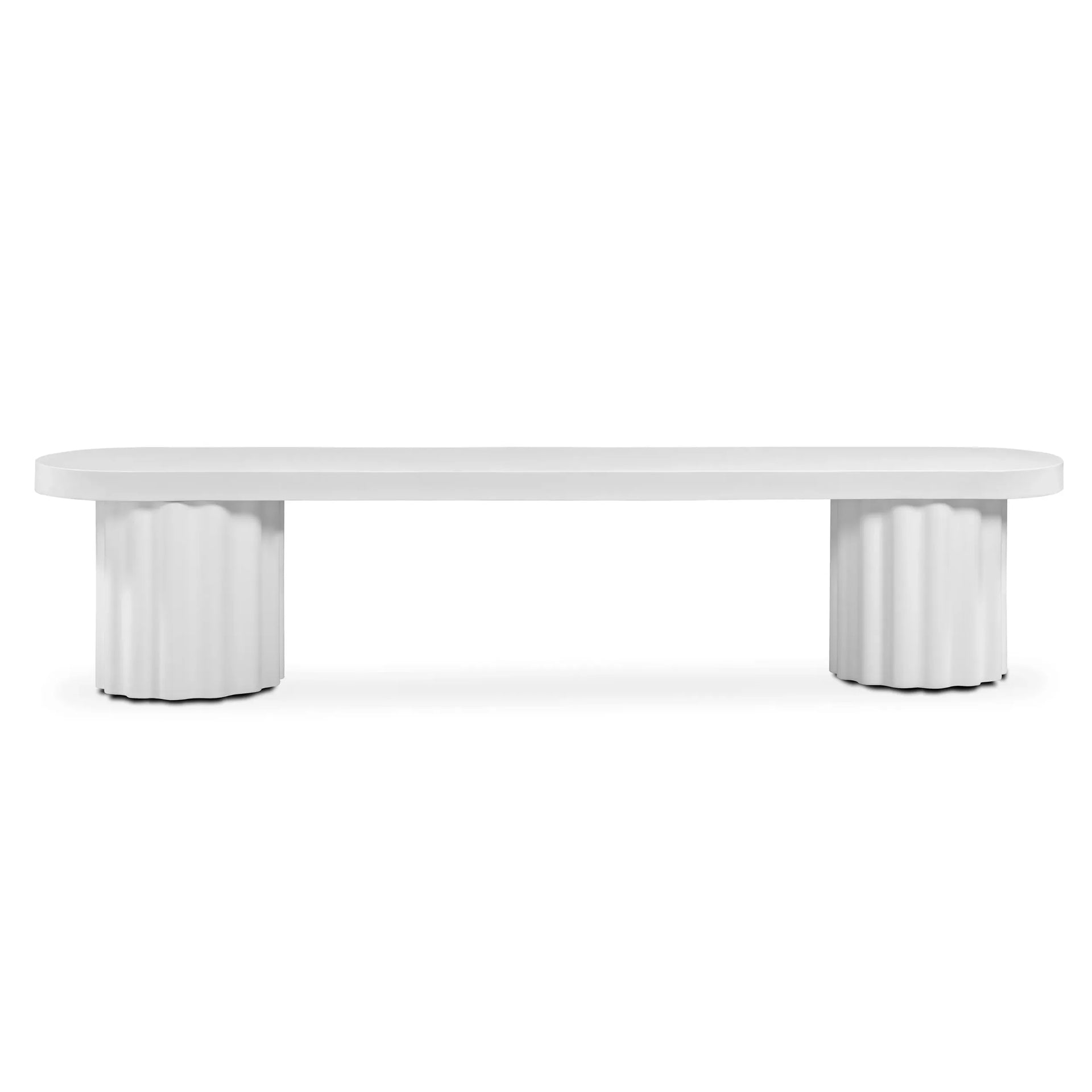 Flock Outdoor Dining Bench 210cm - White Concrete