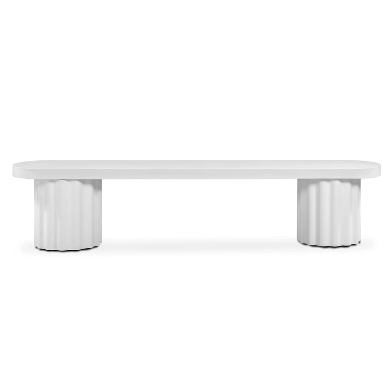 Flock Outdoor Dining Bench 210cm - White Concrete