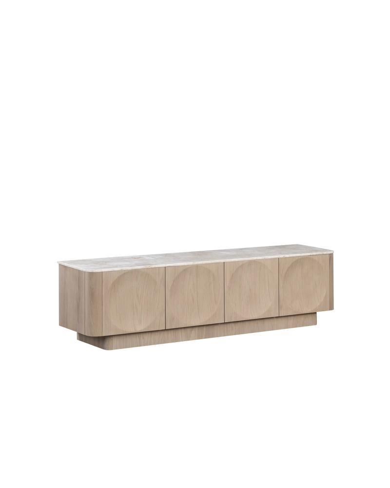 Orbit Entertainment Unit 180cm - Light Oak / Desert Rose Marble