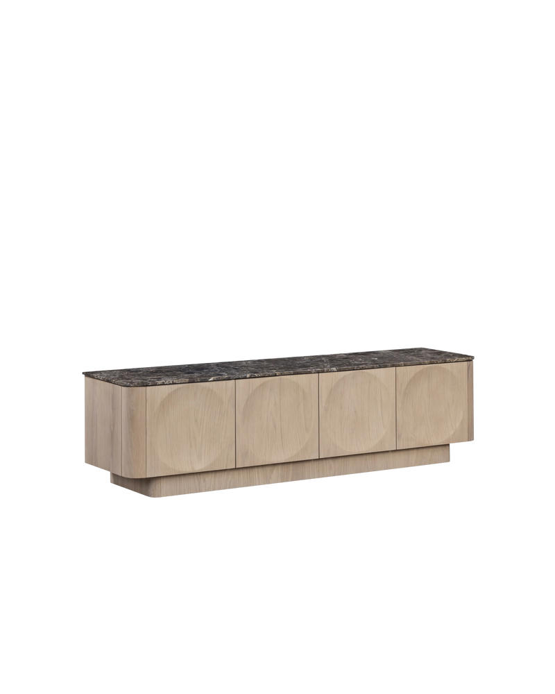 Orbit Entertainment Unit 180cm - Light Oak / Espresso Marble