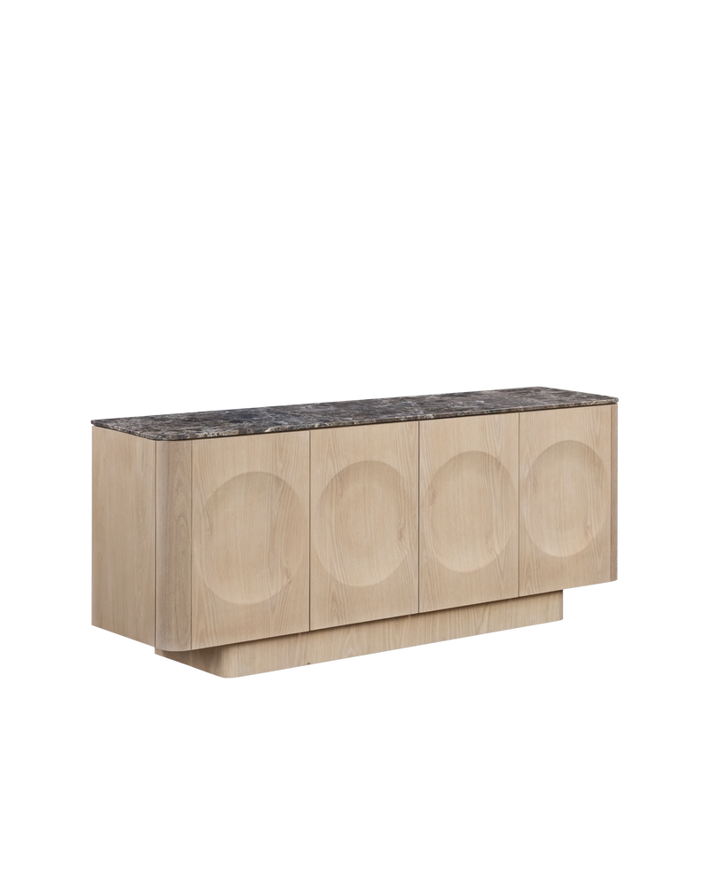 Orbit Sideboard 180cm - Light Oak / Espresso Marble