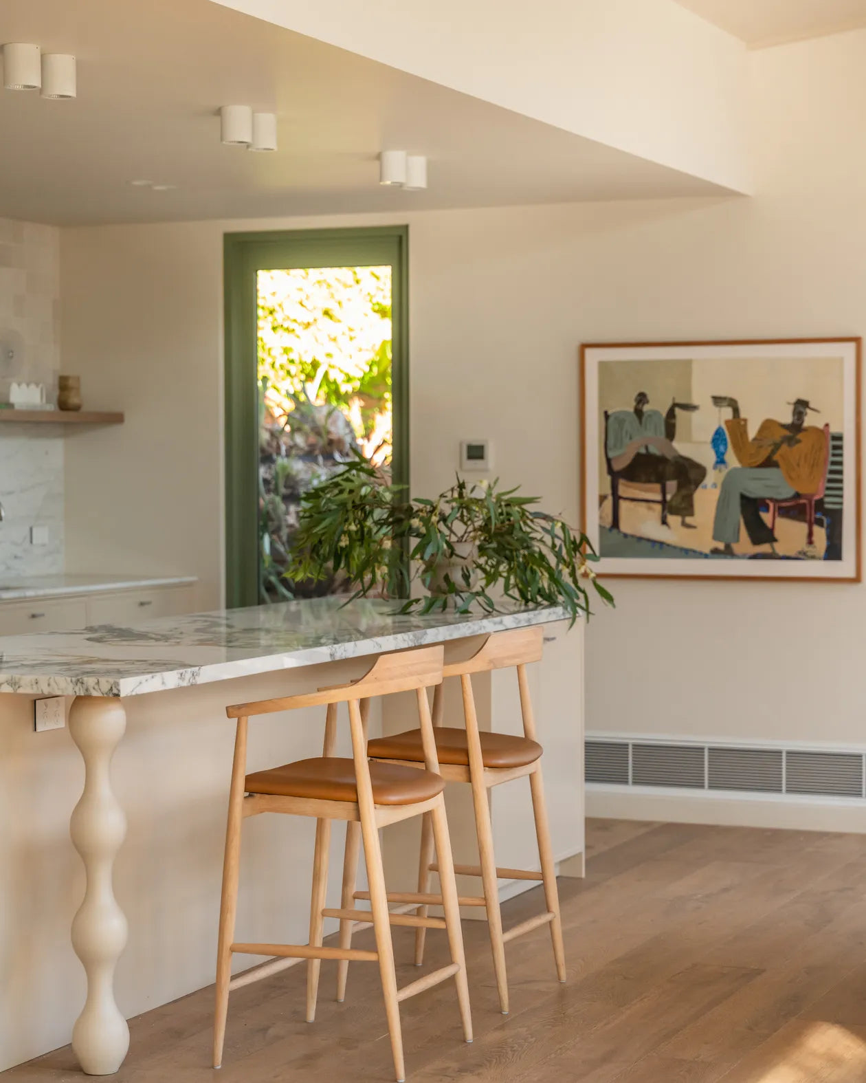 Profile Bar Stool 65cm - Oak / Tan Leather