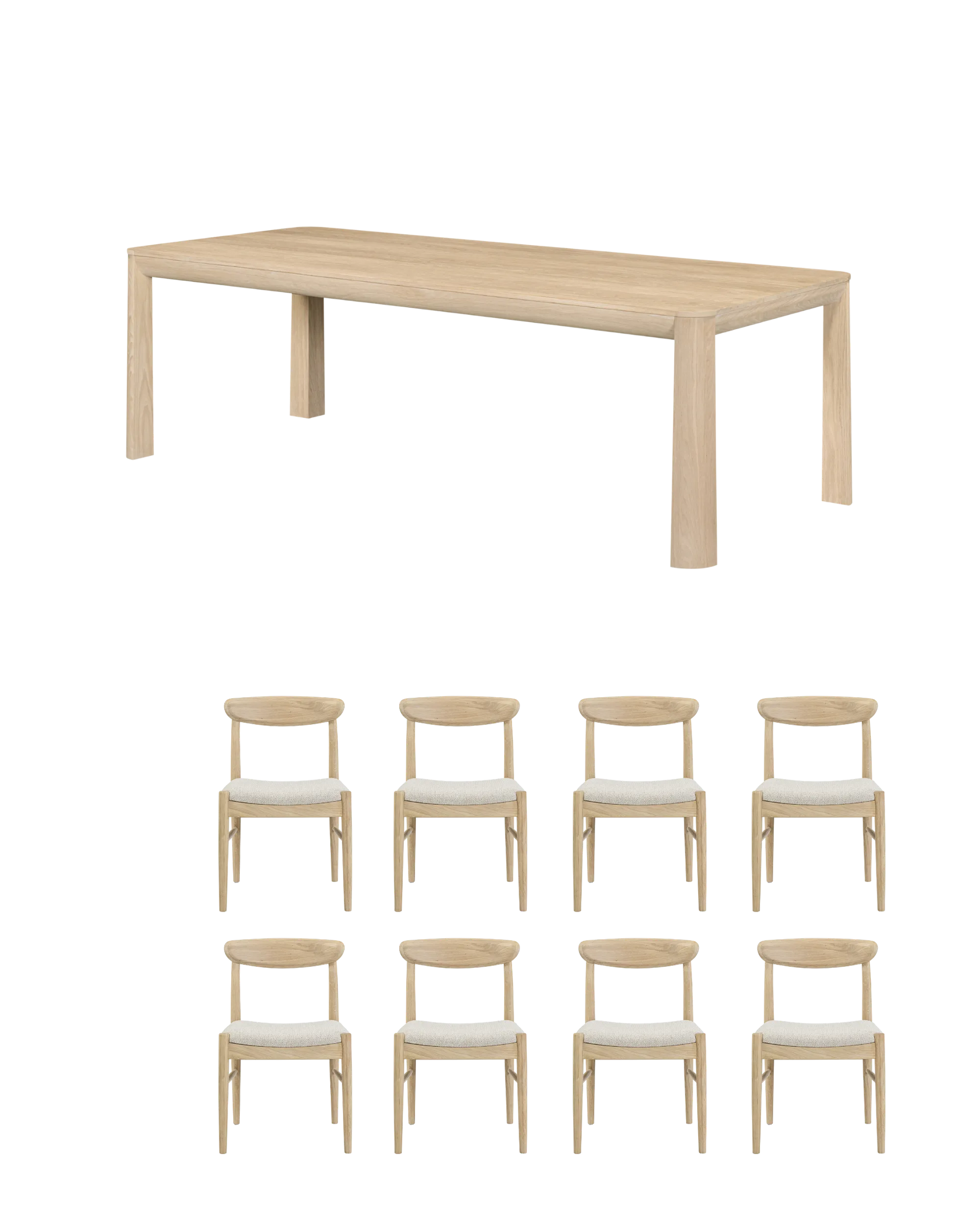 Quart Oak Dining Package - 240cm / Biscotti