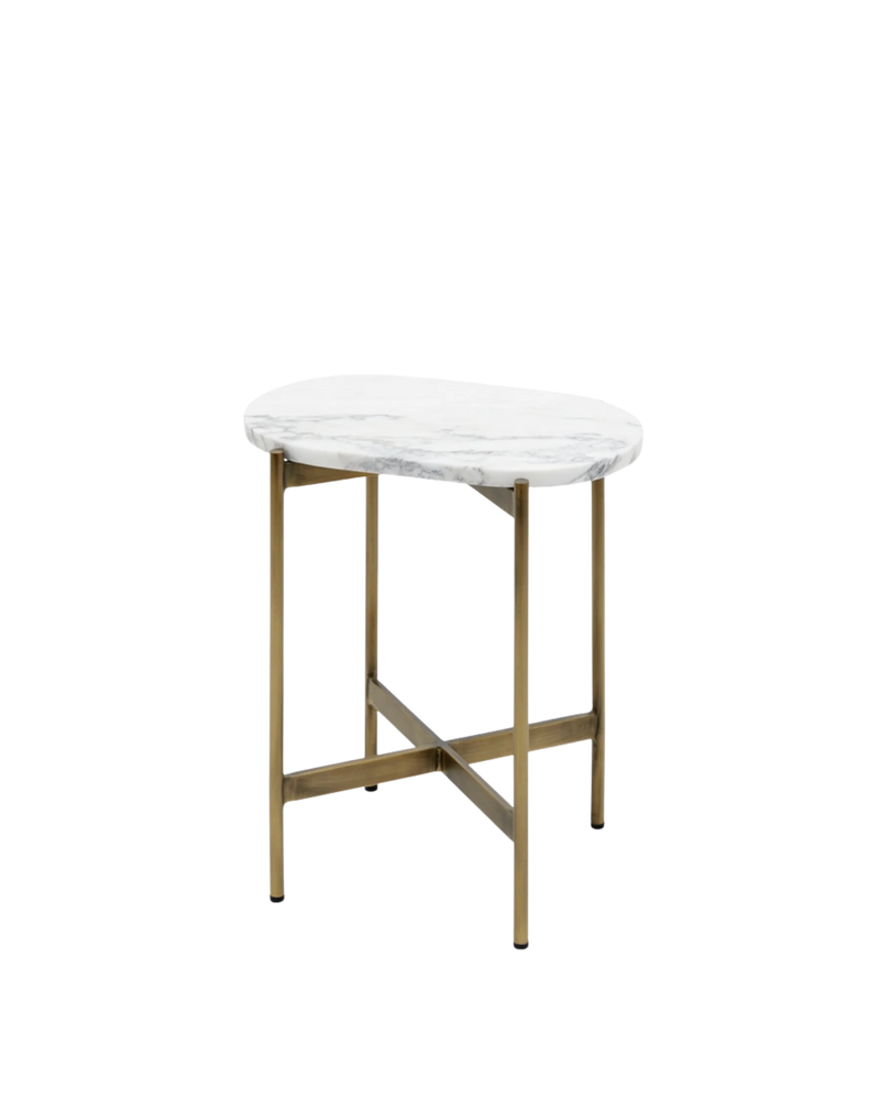 Rhonde Marble Side Table - Brass