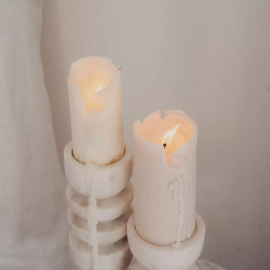 Alev Marble Candle Holder Small - White