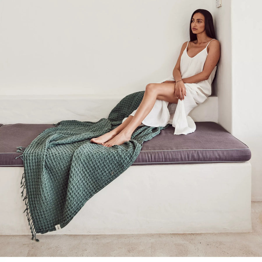 Corfu Cotton Throw - Olive