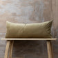 Linen/Velvet Bolster Cushion - Olive