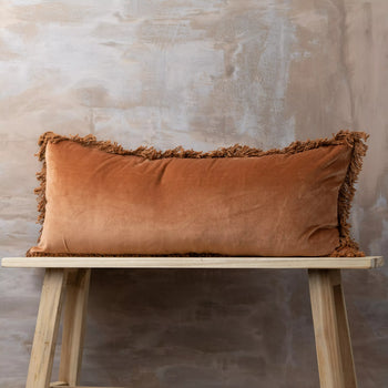 Velvet Bolster Cushion - Terracotta