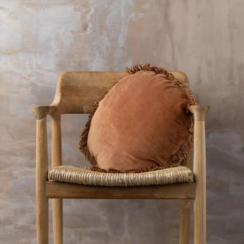 Velvet Round Cushion - Terracotta