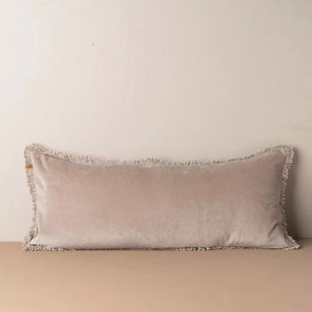 Velvet Bolster Cushion - Stone