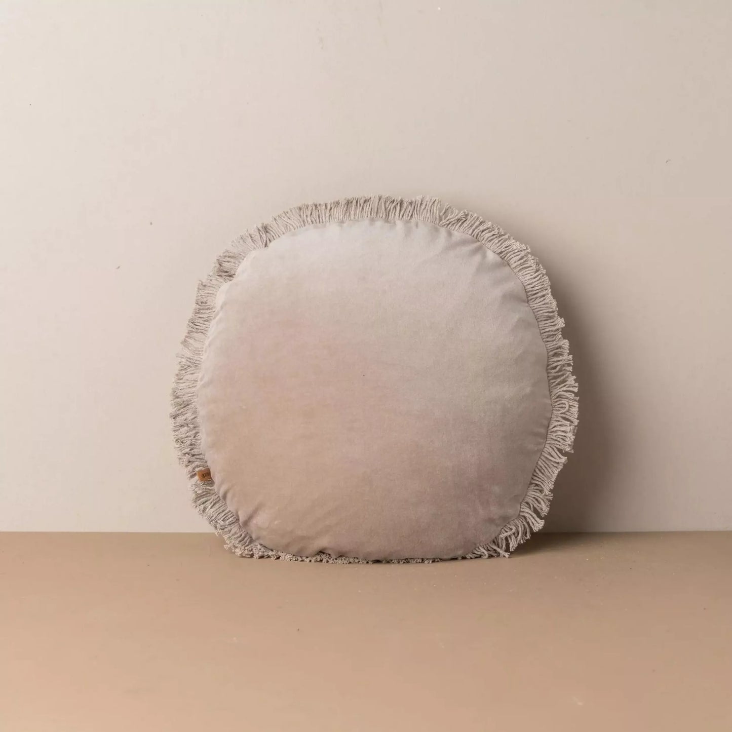 Velvet Round Cushion - Stone
