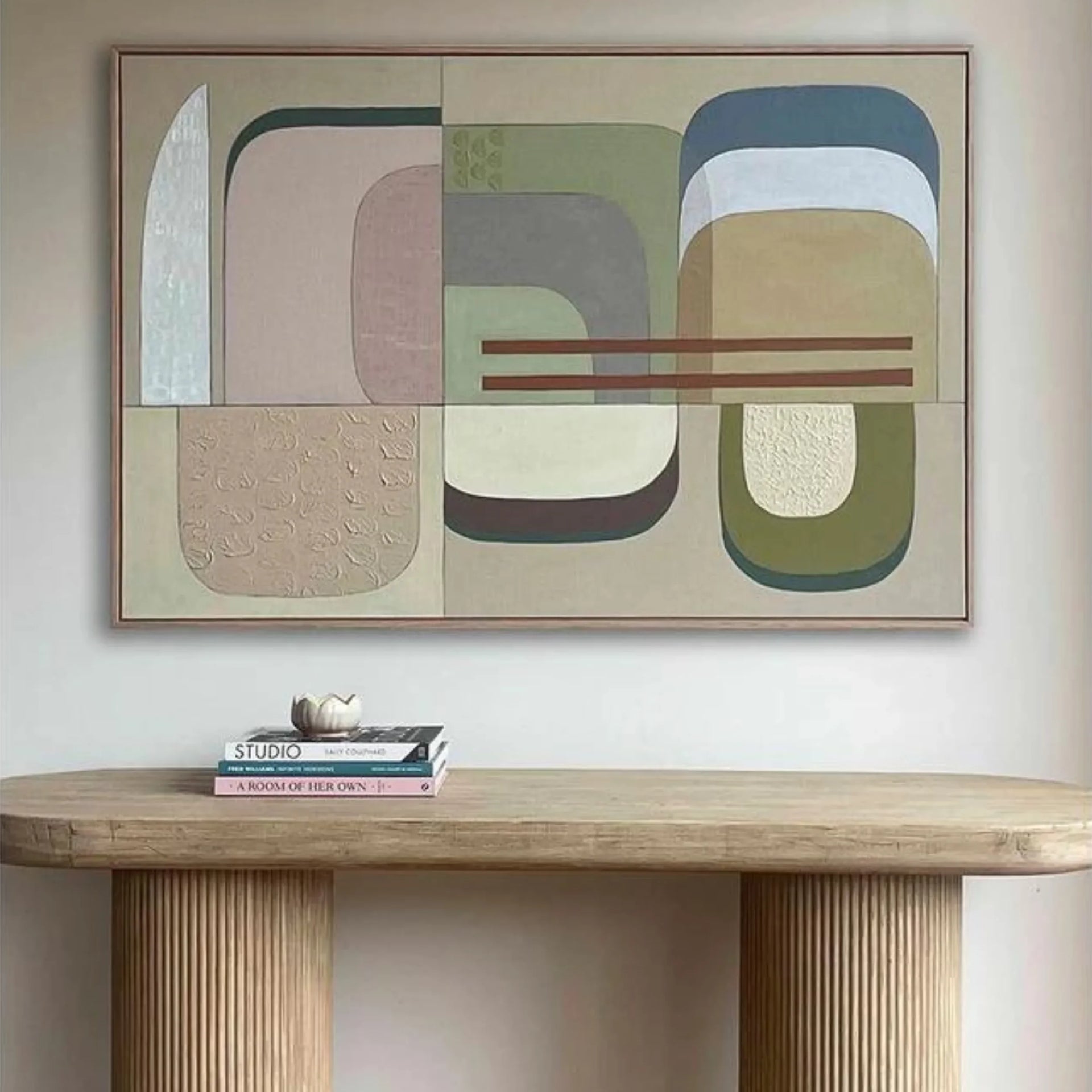 Pascal Blush Two Canvas Print 45cm x 30cm Oak Frame