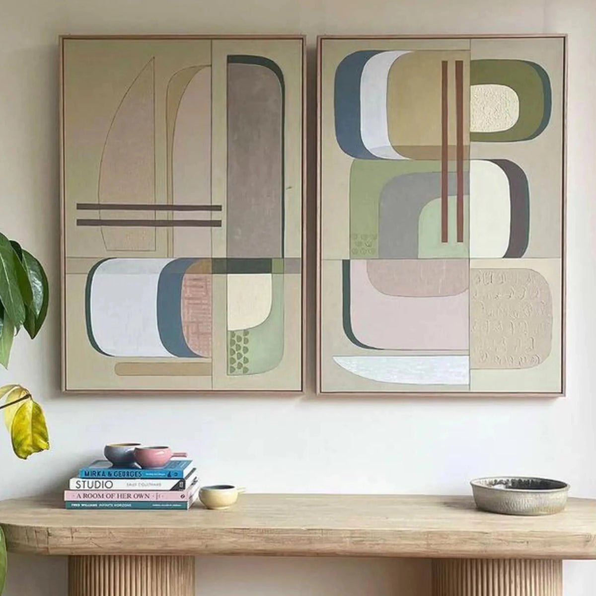 Pascal Blush Two Canvas Print 76cm x 51cm Oak Frame
