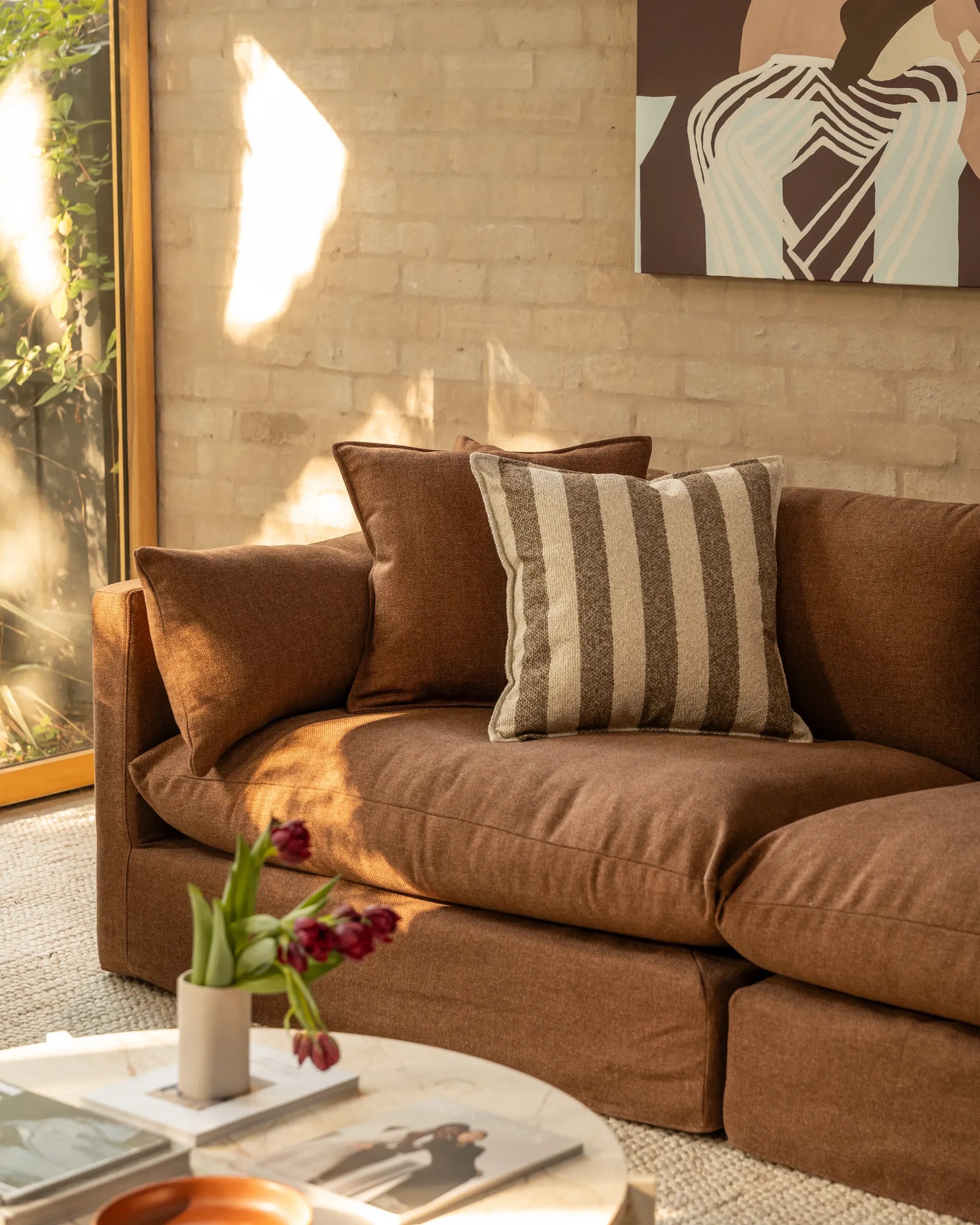 Sidney 5 Seater Chaise Sofa - Fossil Chocolate