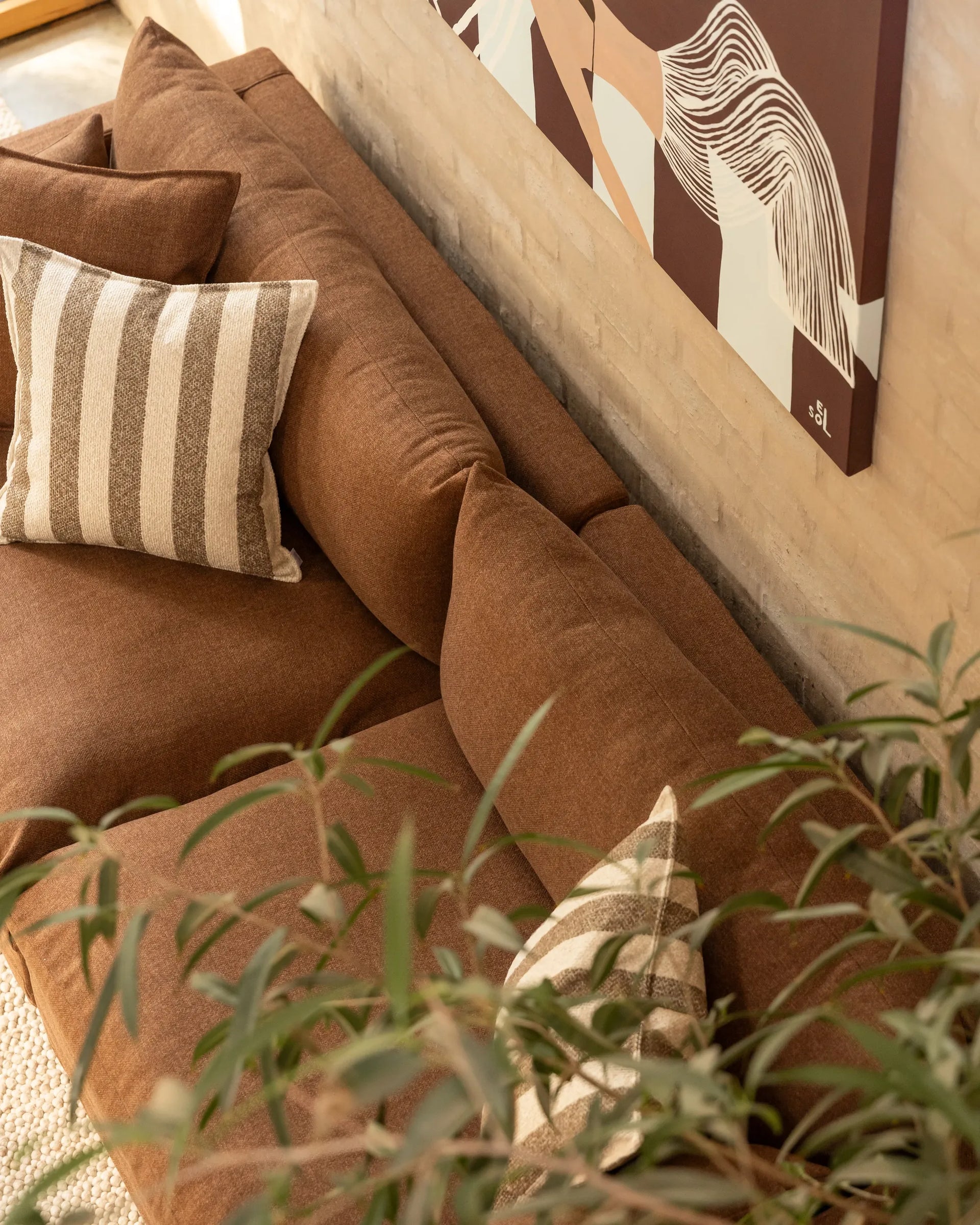 Sidney 4 Seater Chaise Sofa - Fossil Chocolate