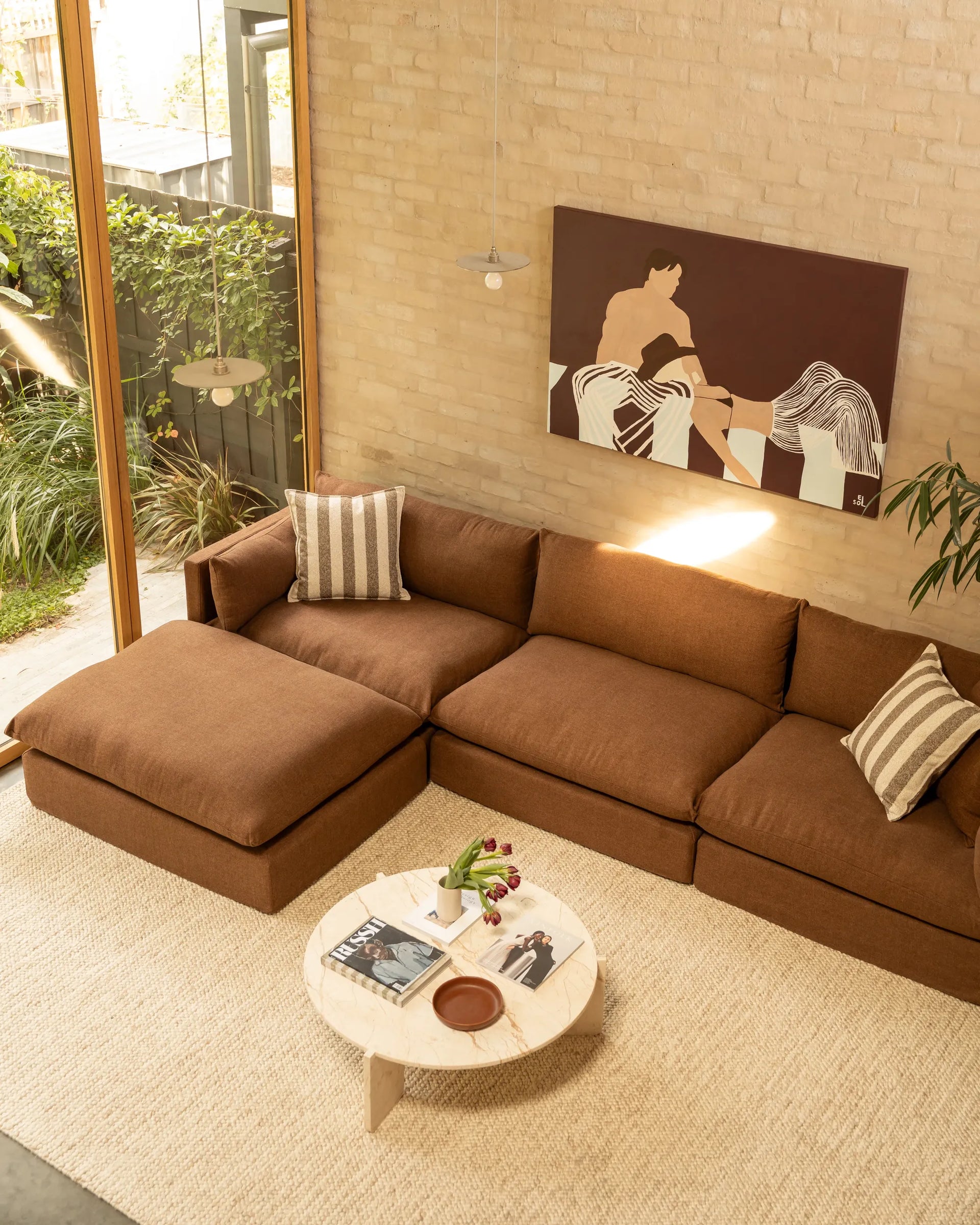 Sidney 5 Seater Chaise Sofa - Fossil Chocolate