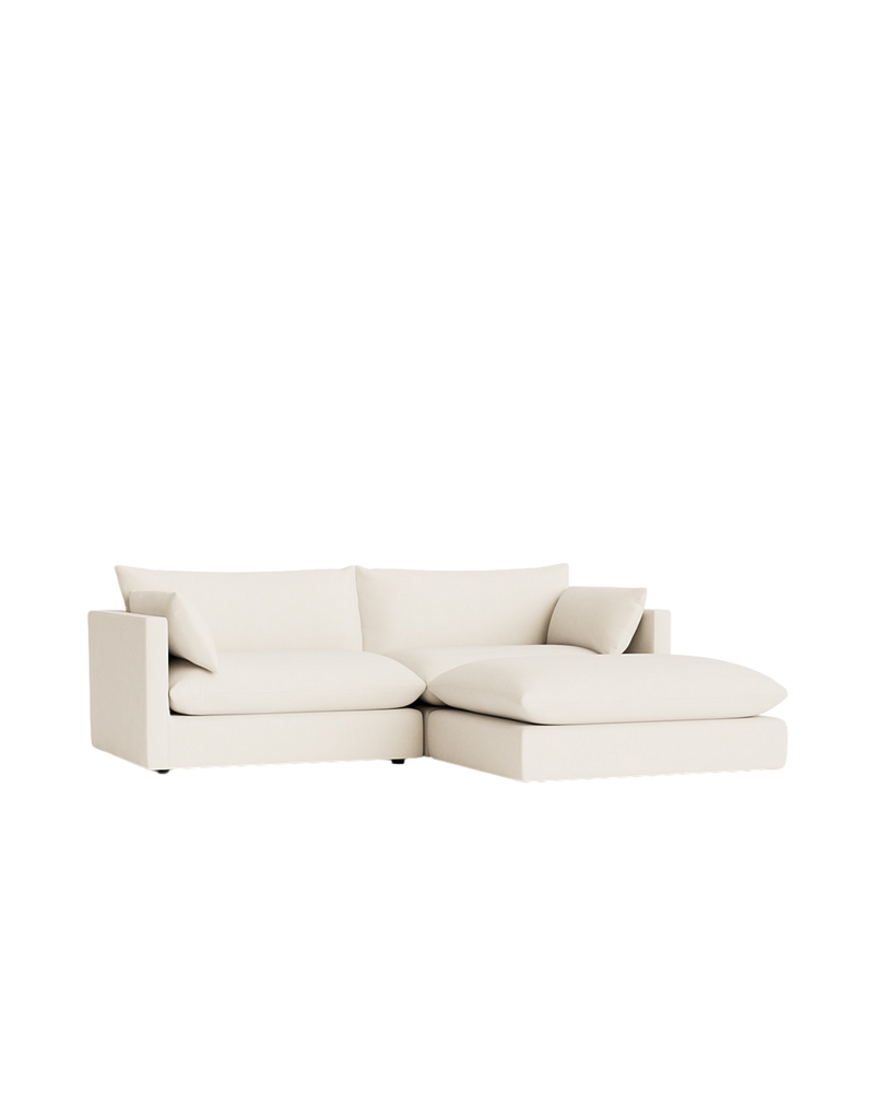 Sidney Slipcover 4 Seater Chaise Sofa - Fossil Vanilla