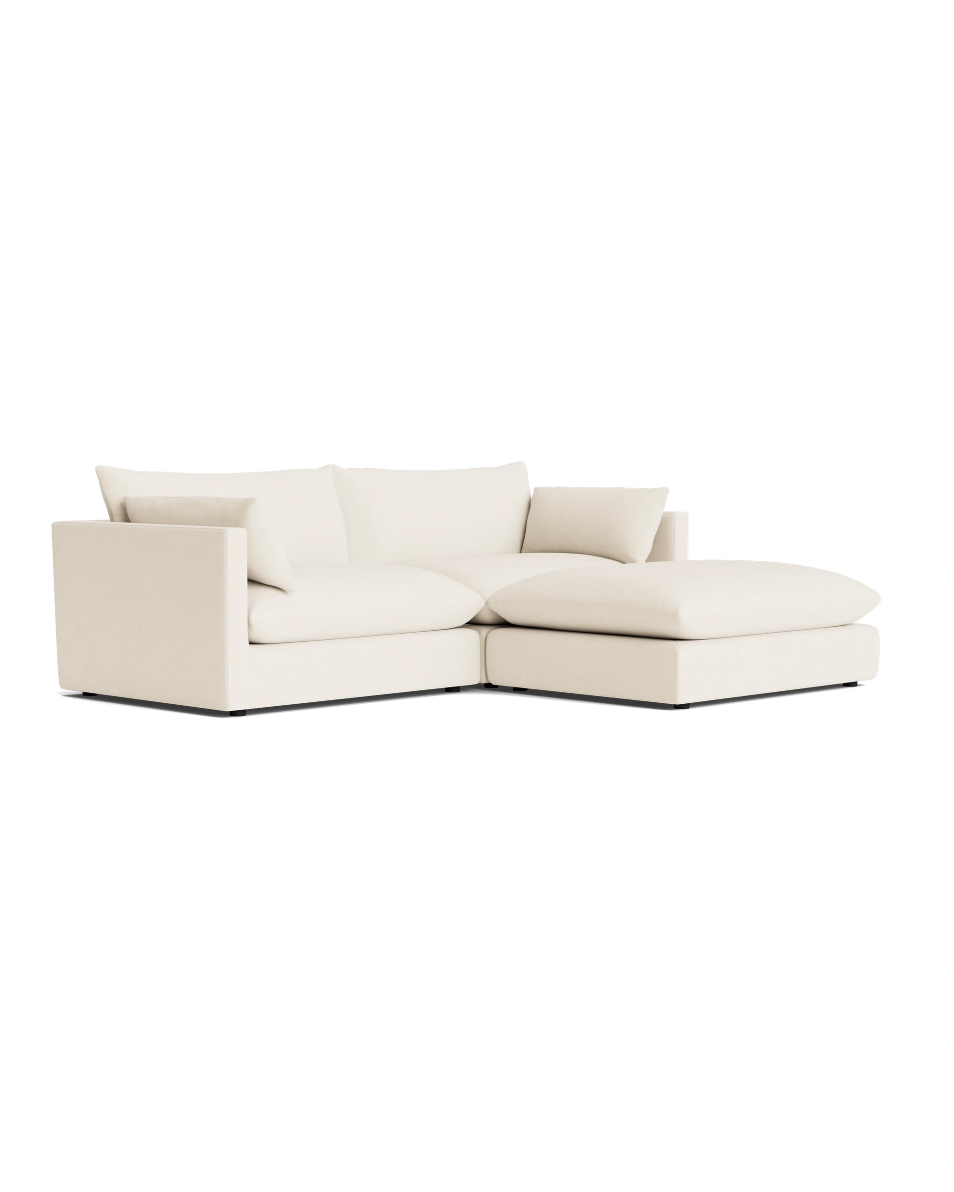 Sidney Slipcover 4 Seater Chaise Sofa - Fossil Vanilla