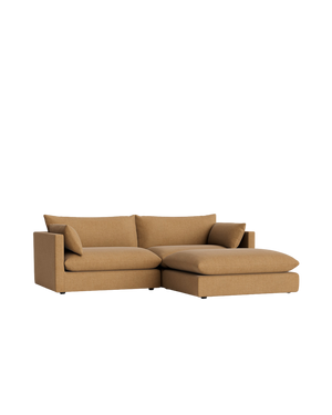 Sidney Slipcover 4 Seater Chaise Sofa - Fossil Fawn
