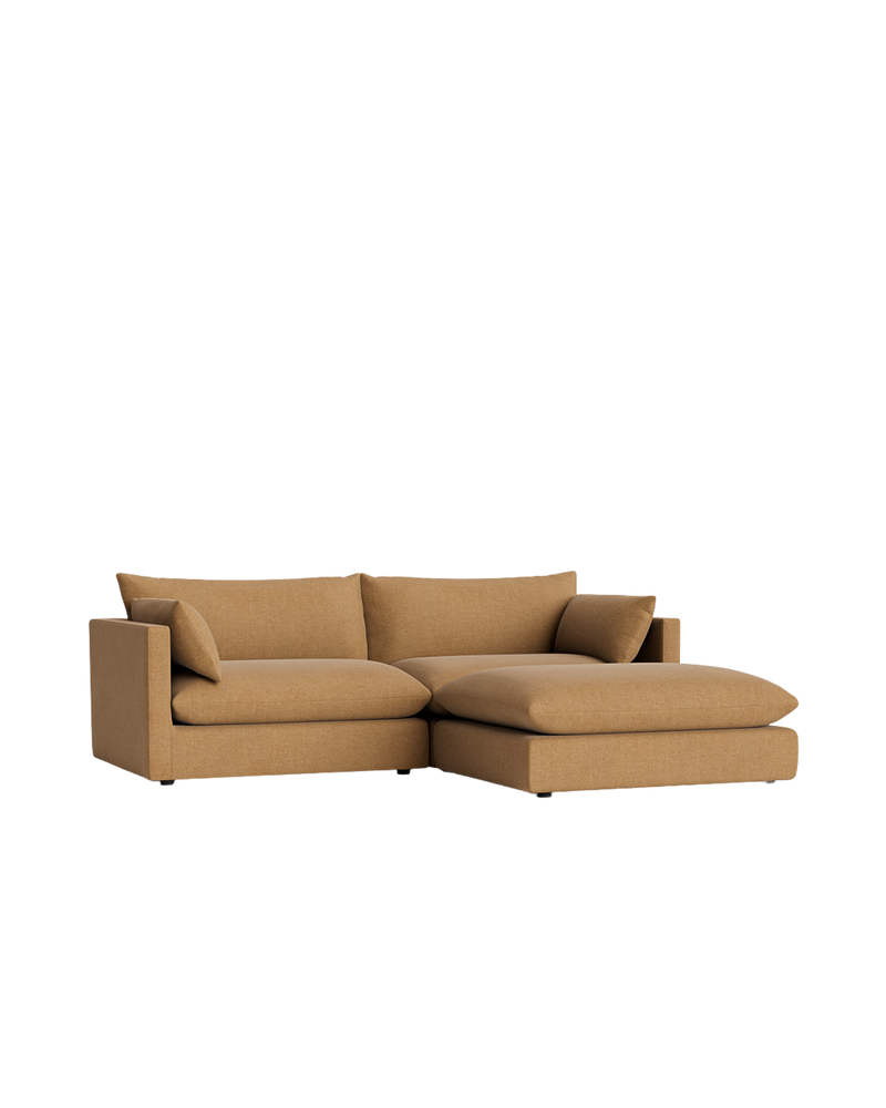 Sidney Slipcover 4 Seater Chaise Sofa - Fossil Fawn