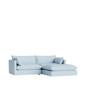 Sidney Slipcover 4 Seater Chaise Sofa - Fossil Powder Blue