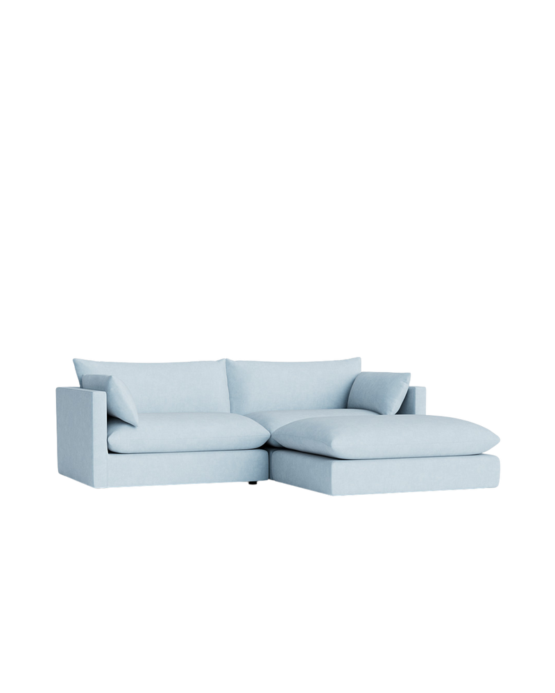 Sidney Slipcover 4 Seater Chaise Sofa - Fossil Powder Blue