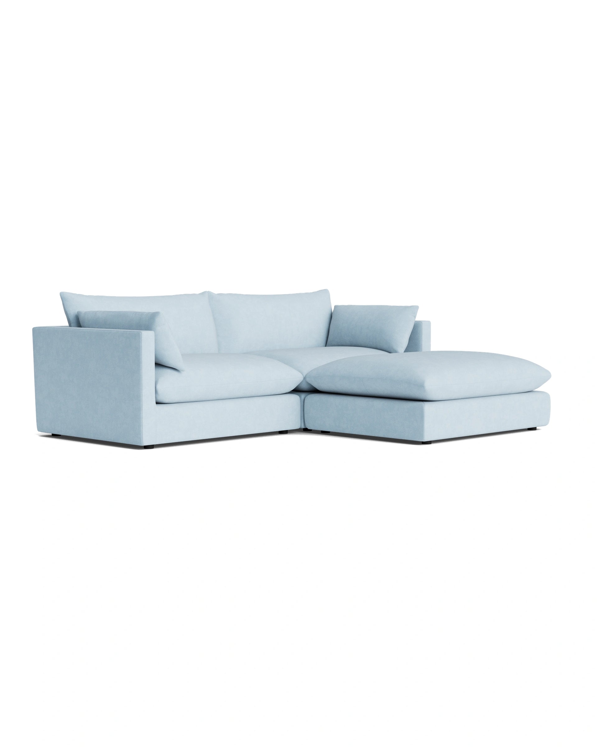 Sidney Slipcover 4 Seater Chaise Sofa - Fossil Powder Blue