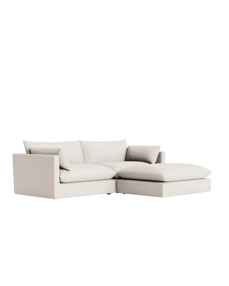 Sidney Slipcover 4 Seater Chaise Sofa - Silex Off White