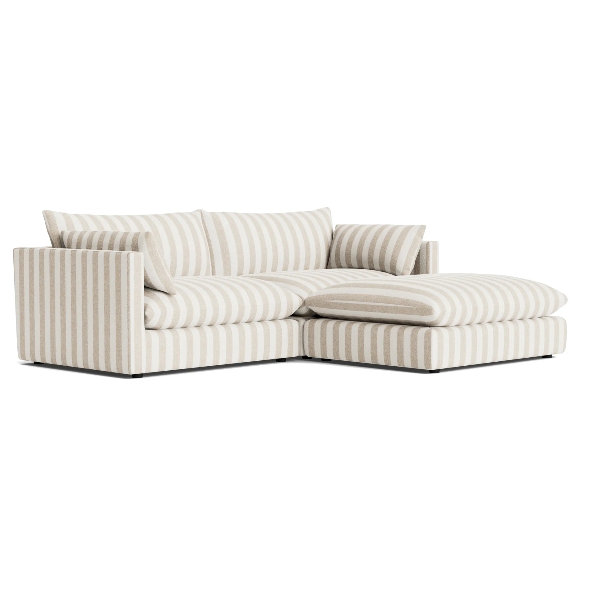 Sidney Slipcover 4 Seater Chaise Sofa - Marnie Sand Stripe