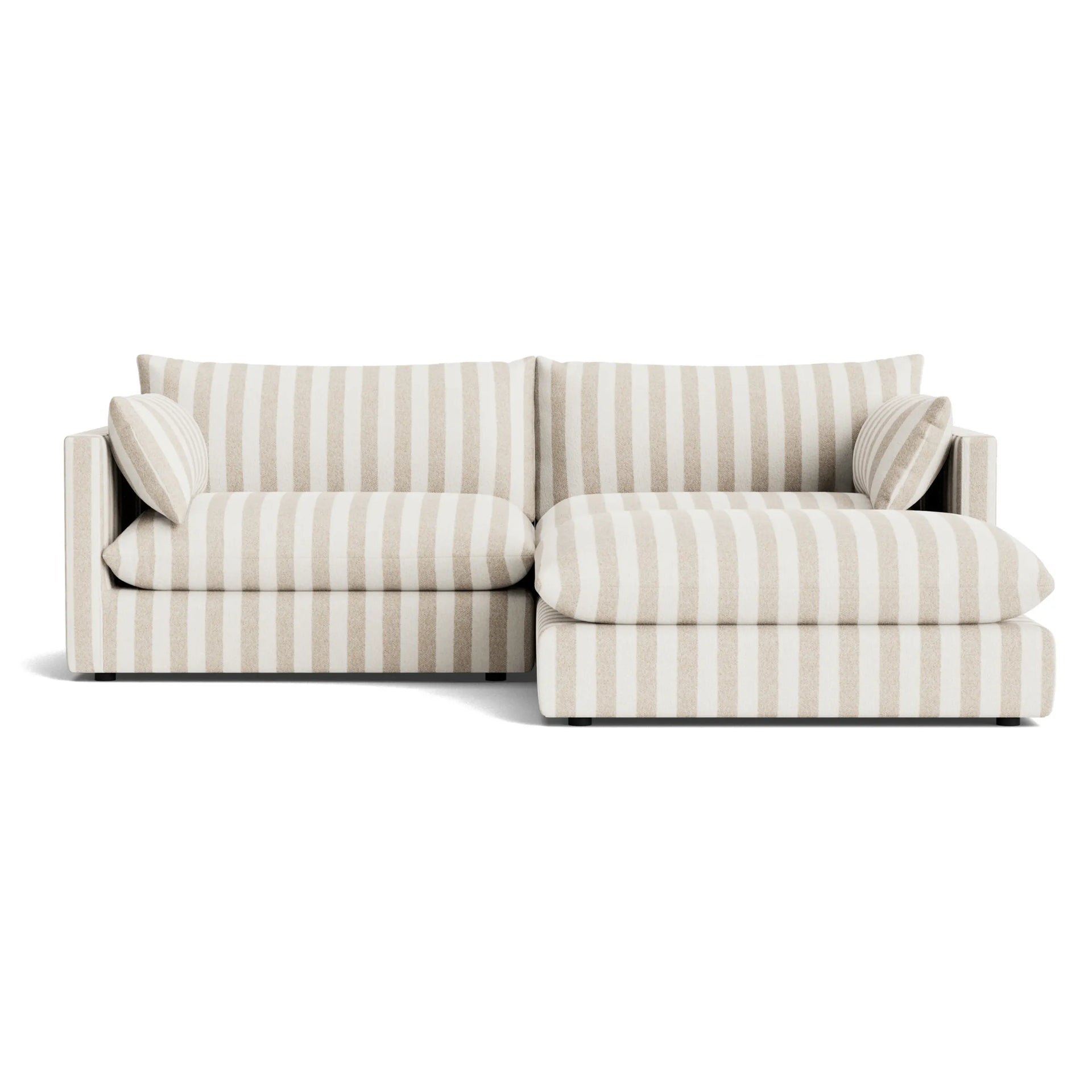 Sidney Slipcover 4 Seater Chaise Sofa - Marnie Sand Stripe