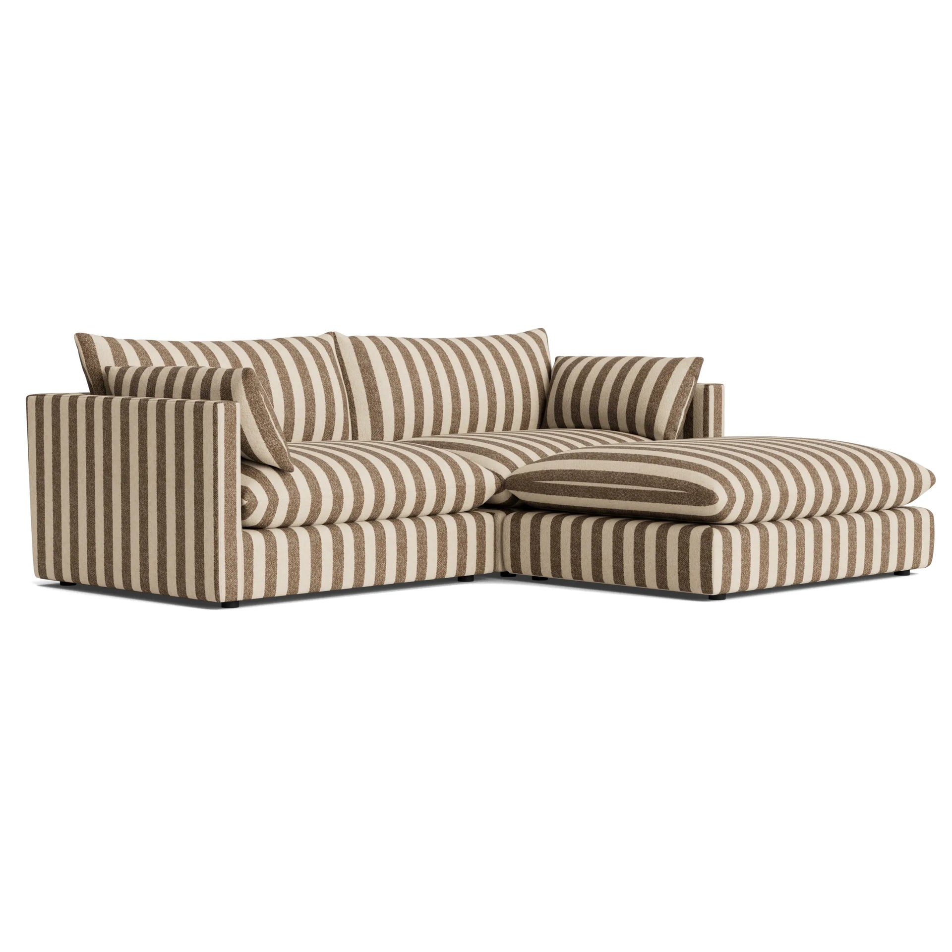 Sidney Slipcover 4 Seater Chaise Sofa - Marnie Coconut Stripe
